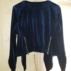 Blue velvet short blazer